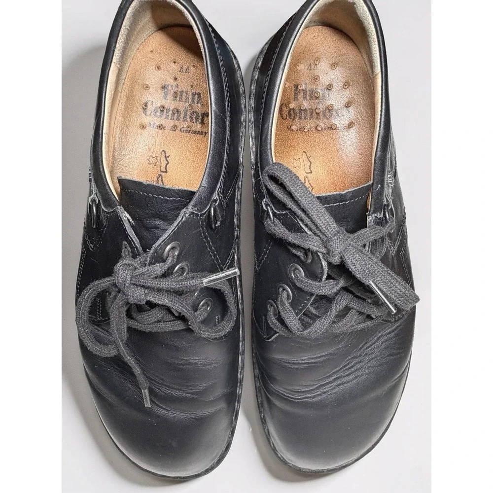 Finn Comfort  VAASA KAFFEE Men's Shoes Size 10.5 EU 44 Black Leather Oxford EUC